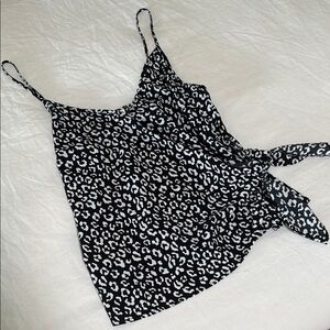 Mine Black and White Asymmetrical Tie Front Camisole